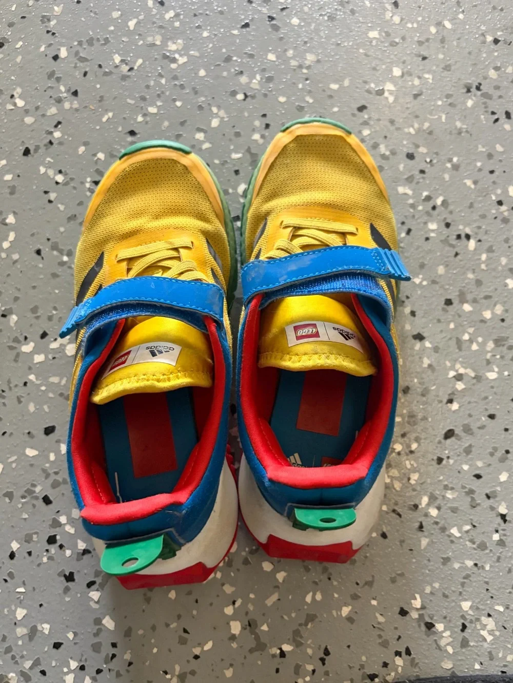 adidas Kids Lego Shoes Yellow, Blue & Red Sneakers Size 2.5